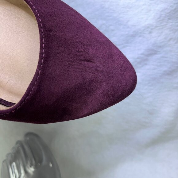 Burgundy Ballet Slip-on Flats Softly Pointed Toe Suede-like 7 Women Shoes - Picture 6 of 6